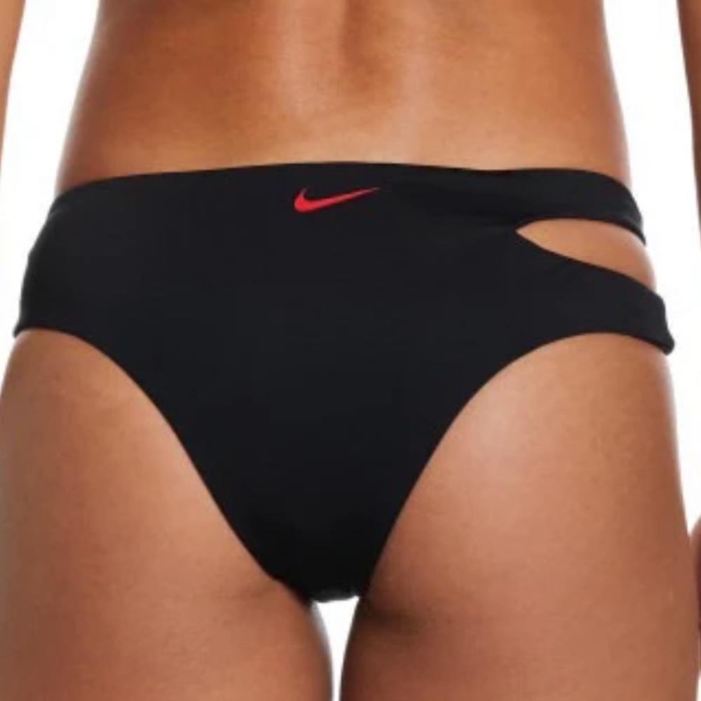 Nike Small Bottoms Bikini Swoosh Block Asymmetrical Icon Sneakerkini Black NWT - Picture 3 of 10